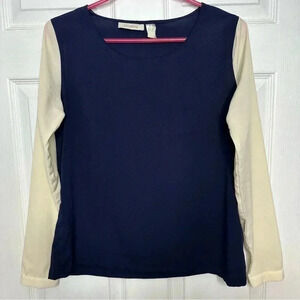 Costa Blanca  Sheer Shirt Long Sleeved Blue & White Size Medium